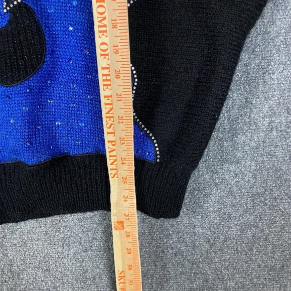 Joseph Ho Sweater Large Women's Lambswool Blend Adults Pullover Knit Black Blue - Picture 5 of 7